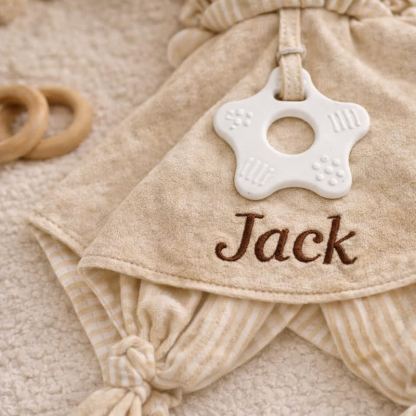Personalized Baby Name Animal Security Blanket with Teether - image 2
