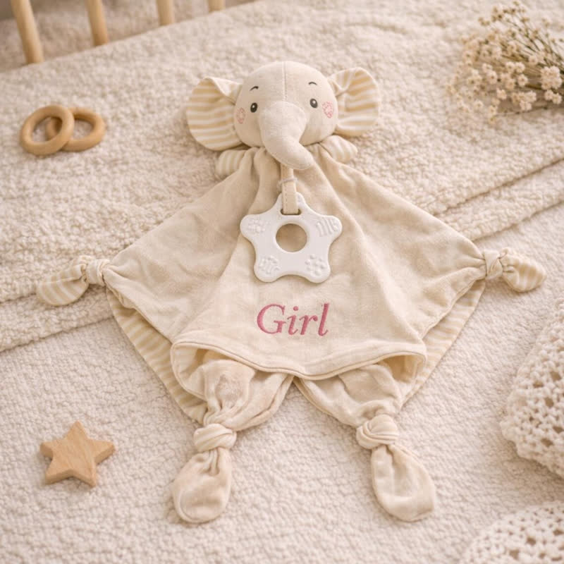 Personalized Baby Name Animal Security Blanket with Teether - image 5