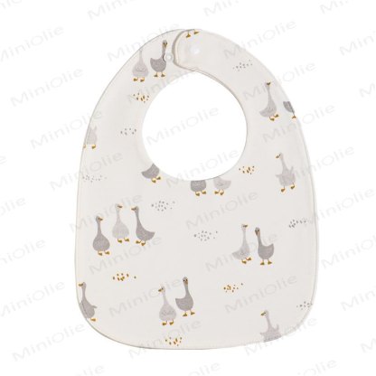 Personalized Baby Name Cartoon Print Bib - Grey Ducks - image 7