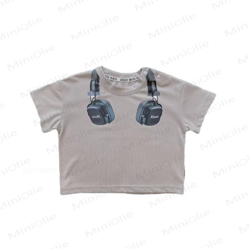 Baby Toddler Headphone Collection Tee or Stripe Shorts - Gray - 4-5T - image 3