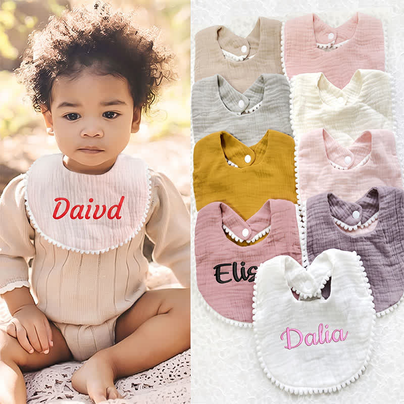 Personalized Baby Name Pom Pom Bib - image 2