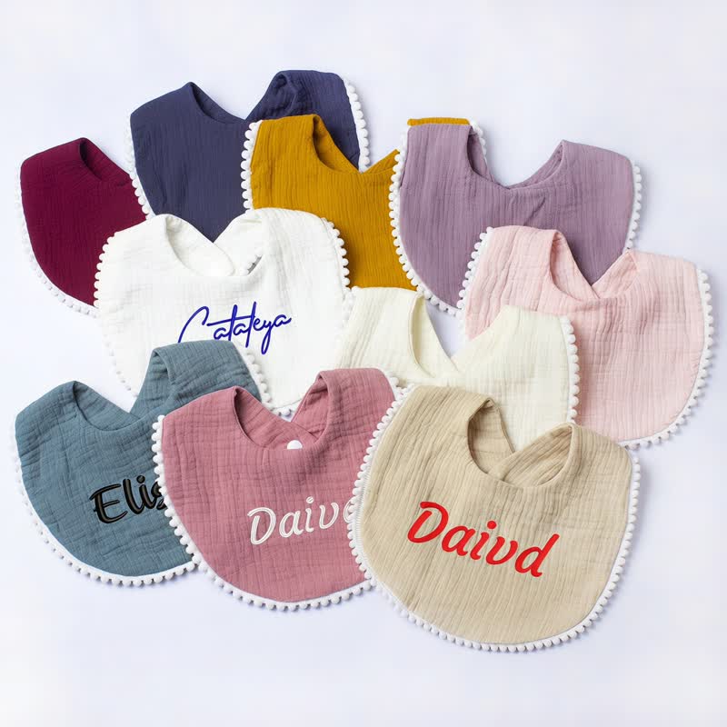 Personalized Baby Name Pom Pom Bib - image 1