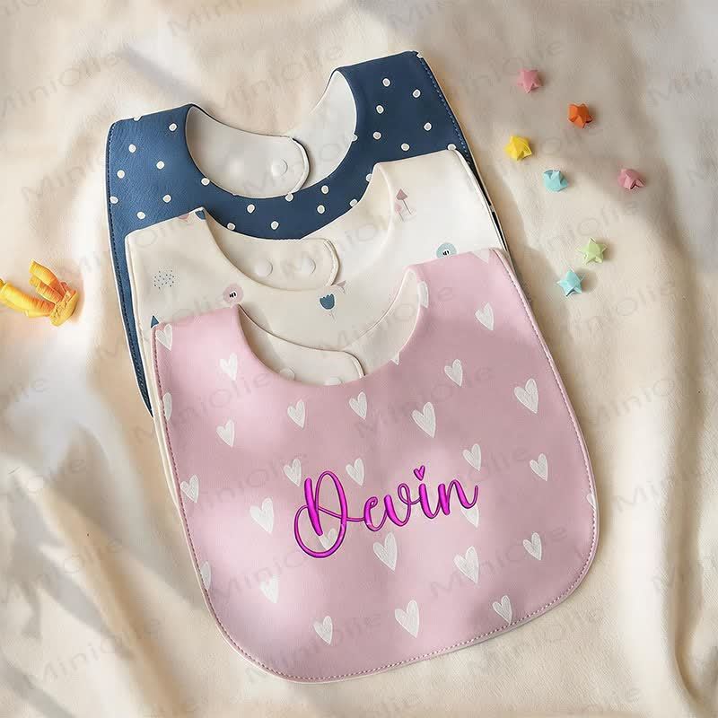 Personalized Baby Name Cartoon Print Bib - image 1