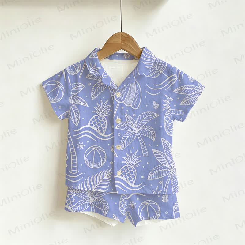 Toddler Boys Pineapple Print Shirt and Shorts 2-piece Set - Blue - 3-5T - image 1