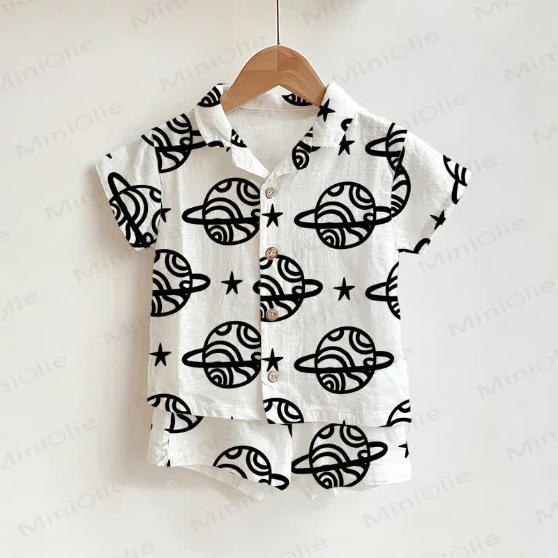 Toddler Boys Plant Print Shirt and Shorts 2-piece Set - White - 3-5T - image 1