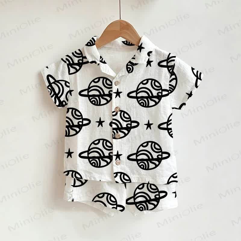 Toddler Boys Plant Print Shirt and Shorts 2-piece Set - White - 3-5T - image 1