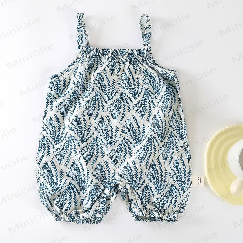 Baby Cotton Smocked Floral Strap Bubble Romper - Blue - 2-3T - image 4