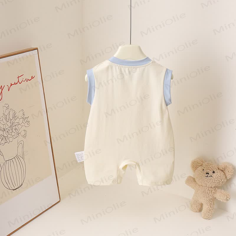 Baby Cotton Puppy Embroidered Sleeveless Romper - image 2