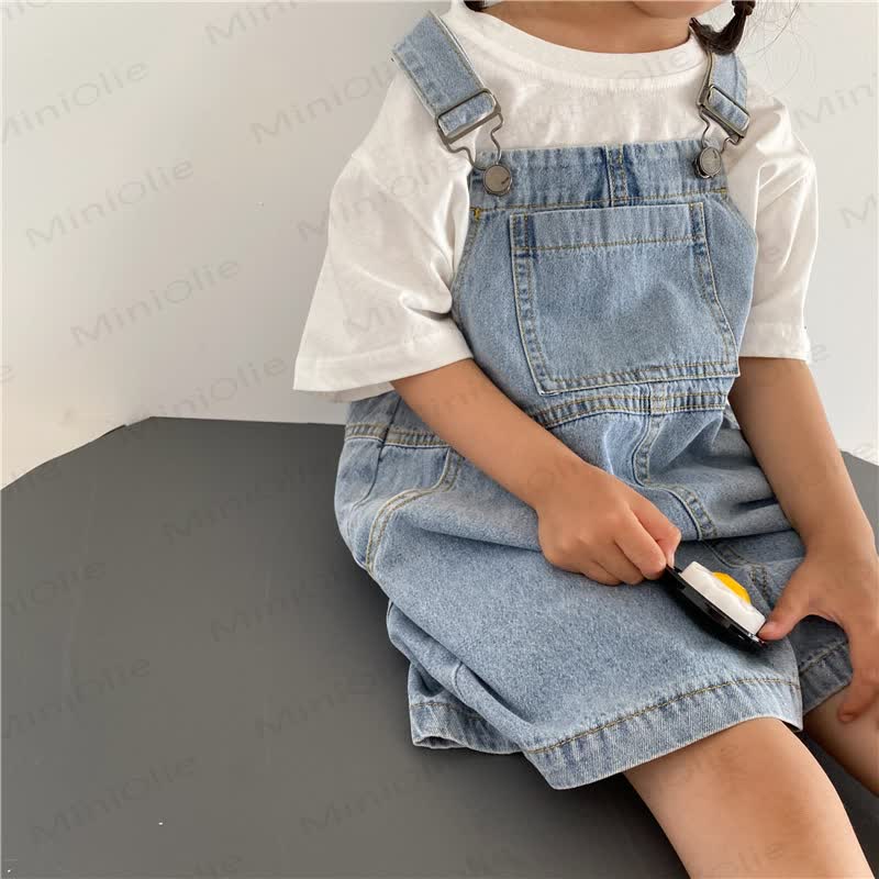 Toddler Baby Denim Solid Color Pocket Overalls - image 10