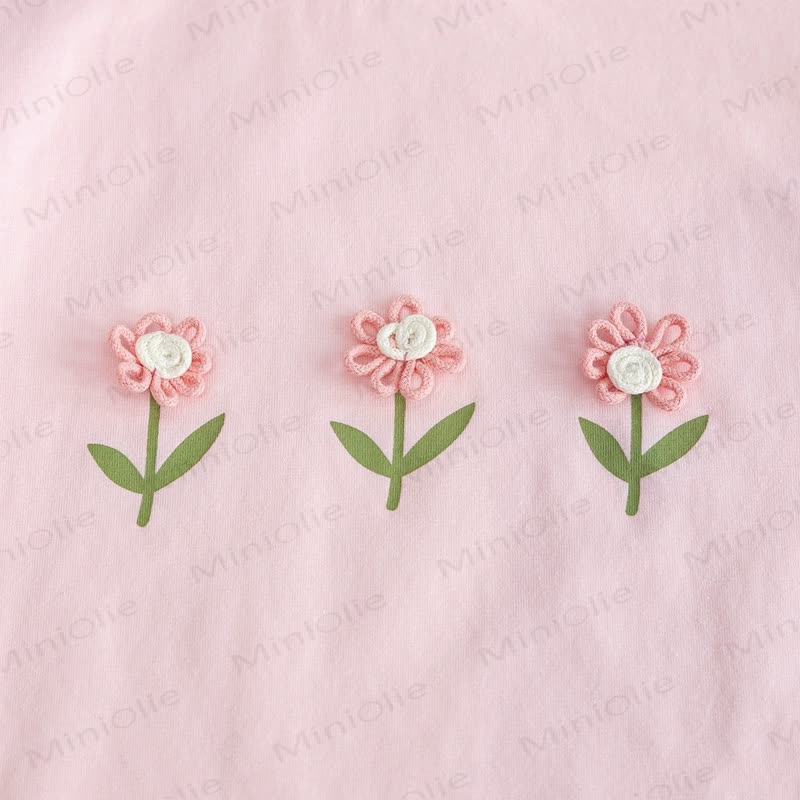 Toddler Girls Flower Embroidered Puff Sleeve T-Shirt - image 6