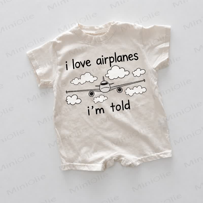 I LOVE AIRPLANES I'M TOLD Baby White Romper - White - 18-24M - image 1