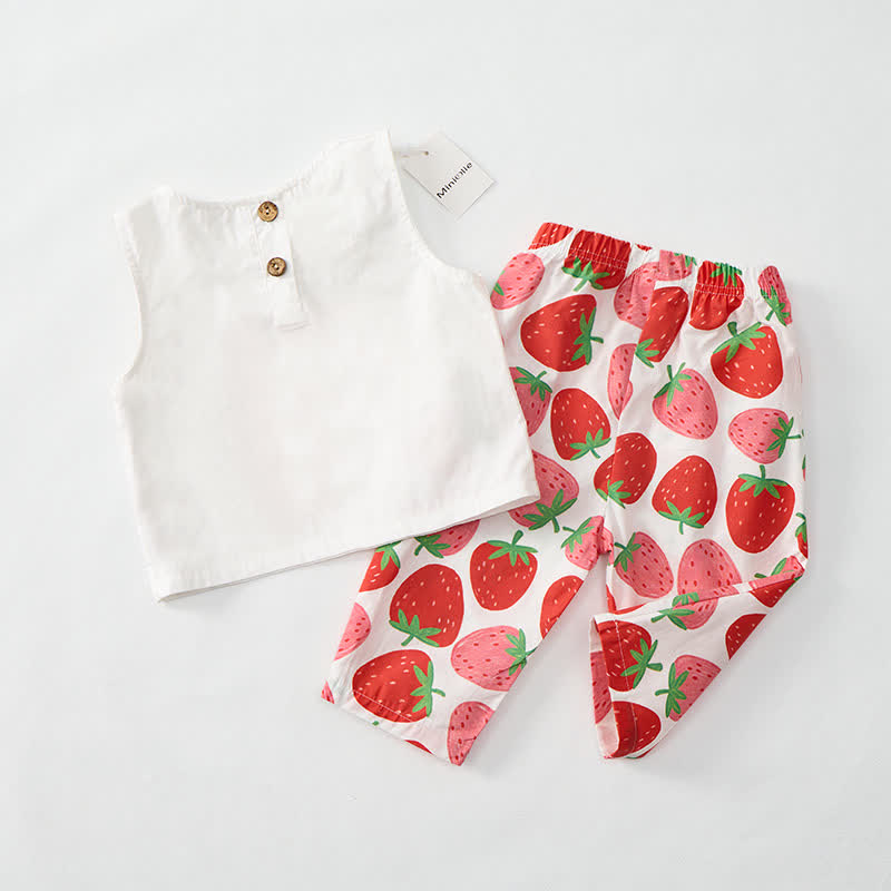 YOU'RE BERRY SPECIAL Baby Strawberry Print 2-piece Sleeveless Set - image 4