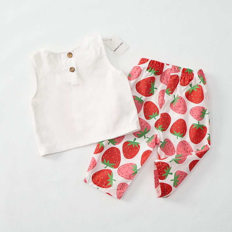 YOU'RE BERRY SPECIAL Baby Strawberry Print 2-piece Sleeveless Set - image 4
