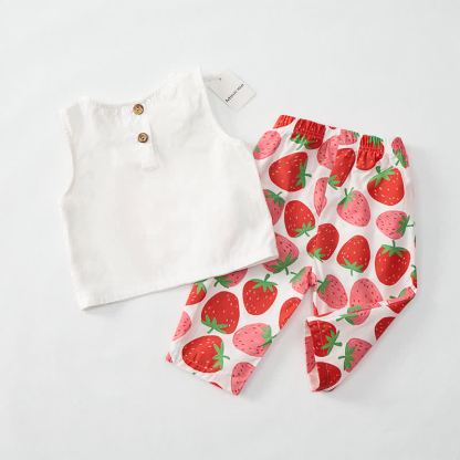 YOU'RE BERRY SPECIAL Baby Strawberry Print 2-piece Sleeveless Set - image 4