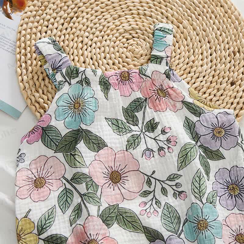Baby Multi-Flower Print White Romper With Hat - image 4