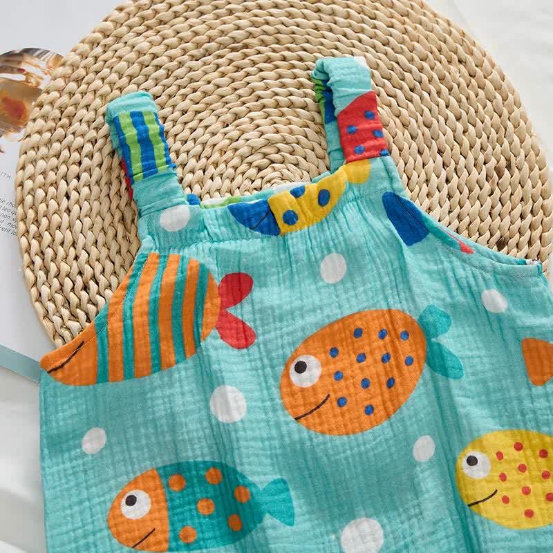 Baby Fish Print Green Jumpsuit with Hat - image 2