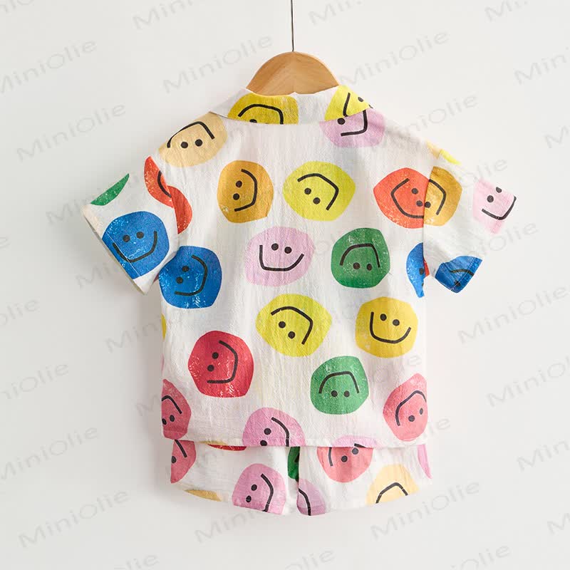 Toddler Boys Smile Face Print Shirt and Shorts 2-piece Set - image 2