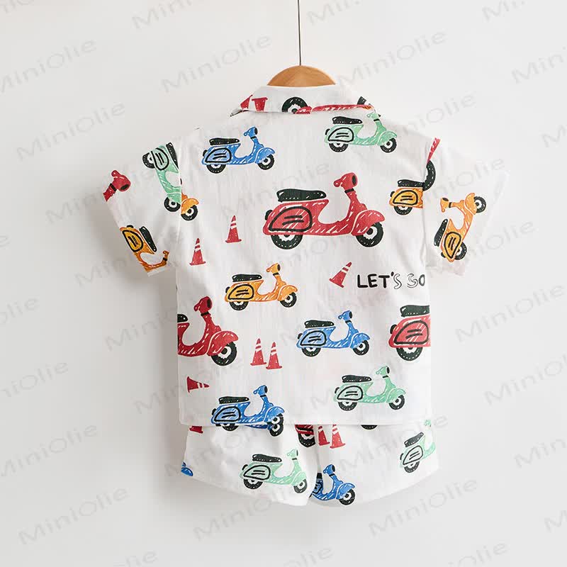 Toddler Boys Electric Bike Print Shirt and Shorts 2-piece Set - image 2