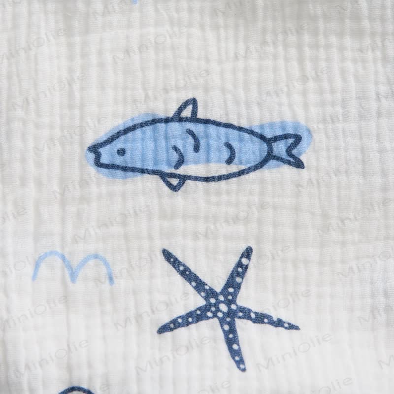 Baby Little Fish Print White Jumpsuit with Hat - image 6