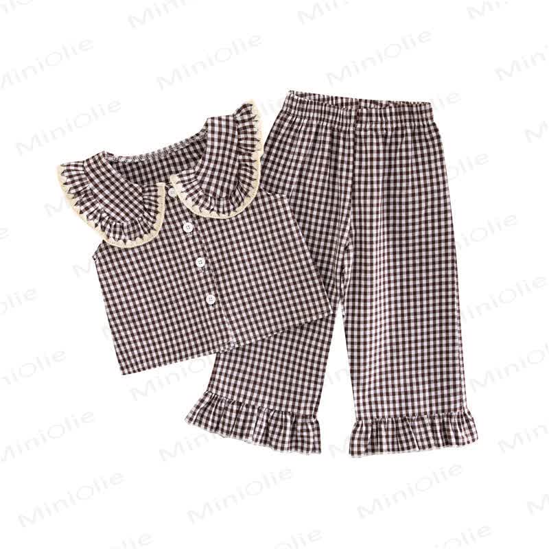 Toddler Baby Girl Gingham Ruffle Collar Sleeveless Top and Pants 2-piece Set - image 6