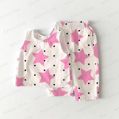 Baby Toddler Polka Dot Stars White Tank Top and Pants 2-piece Set - White - 3-4T - image 1
