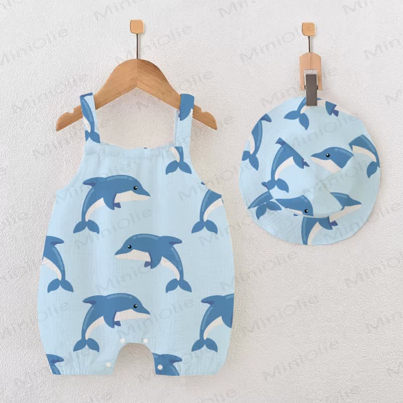 Baby Blue Dolphine Romper with Hat - Blue - 18-24M - image 1