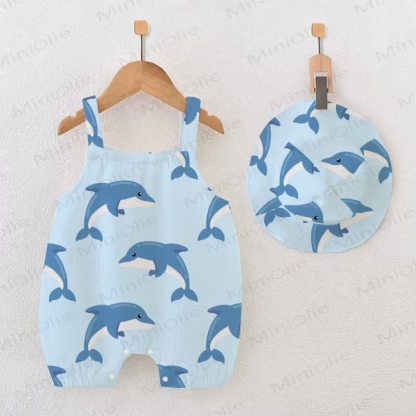 Baby Blue Dolphine Romper with Hat - Blue - 18-24M - image 1