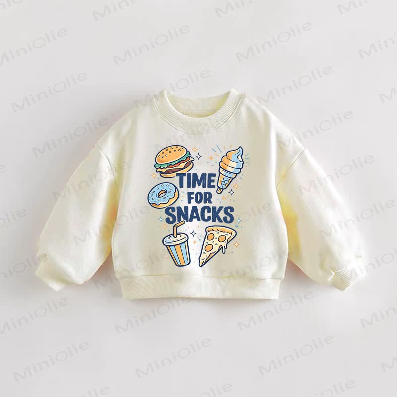 TIME FOR SNACKS Baby Toddler Food Cream Sweatshirt - Cream - 3-5T - image 1