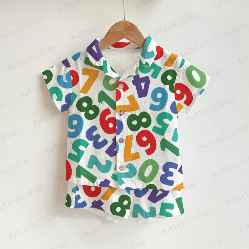 Toddler Boys Number Print Shirt and Shorts 2-piece Set - White - 3-5T - image 1