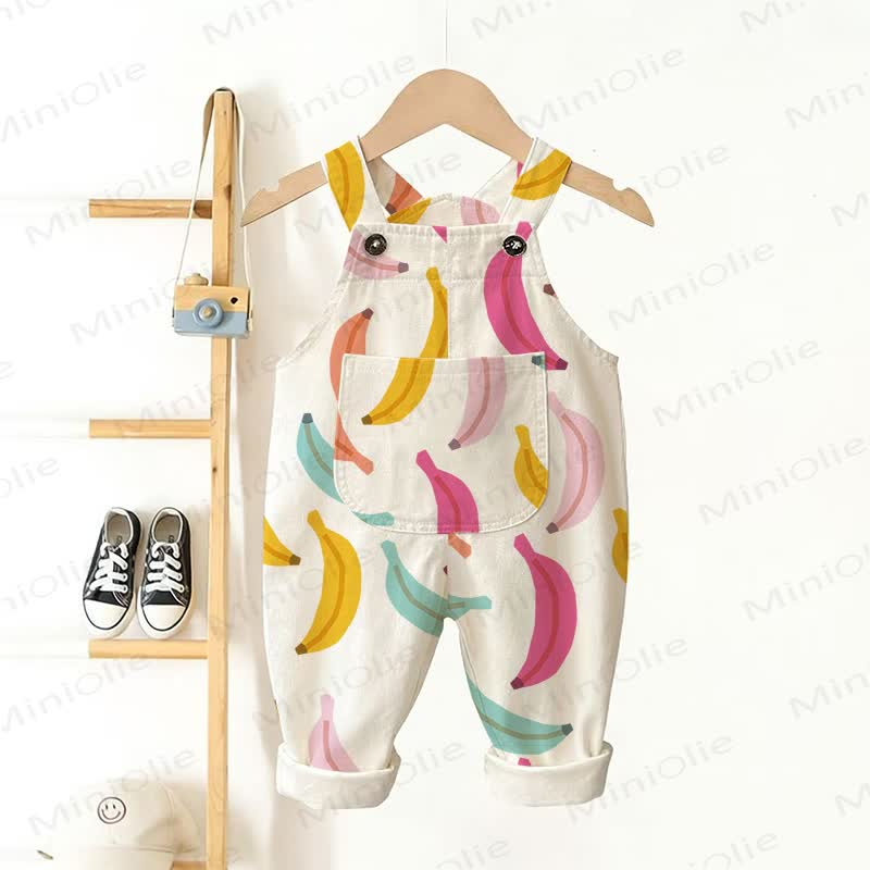 Baby Toddler Banana Overalls - White - 3-5T - image 1