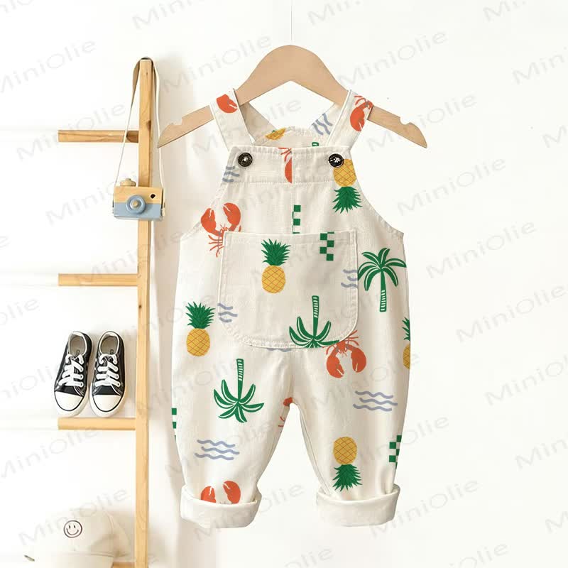 Baby Toddler Pineapple Overalls - White - 3-5T - image 1