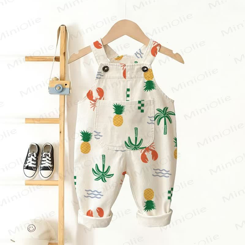 Baby Toddler Pineapple Overalls - White - 3-5T - image 1