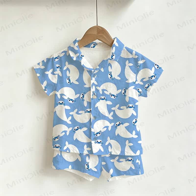 Toddler Boys Seal Shirt and Shorts 2-piece Set - Blue - 3-5T - image 1