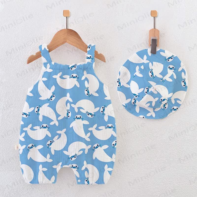 Baby Seal Blue Romper with Hat - White - 18-24M - image 1
