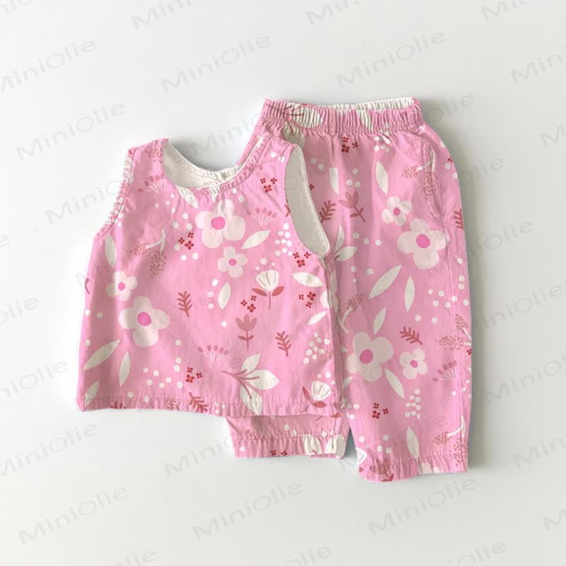 Baby Toddler Flower Pink Tank Top and Pants 2-piece Set - Pink - 3-4T - image 1
