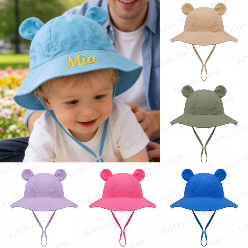 Personalized Baby Name Bear Ears Bucket Hat - image 1