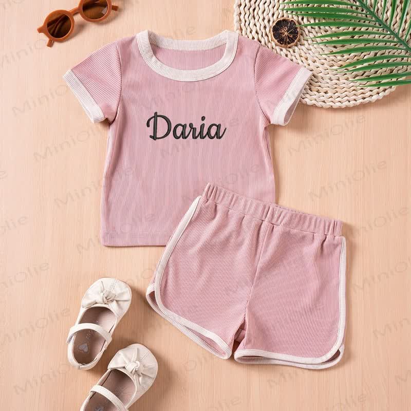 Personalized Baby Name Ribbed Tee and Shorts Set - image 8
