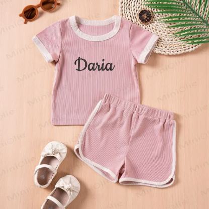 Personalized Baby Name Ribbed Tee and Shorts Set - image 8