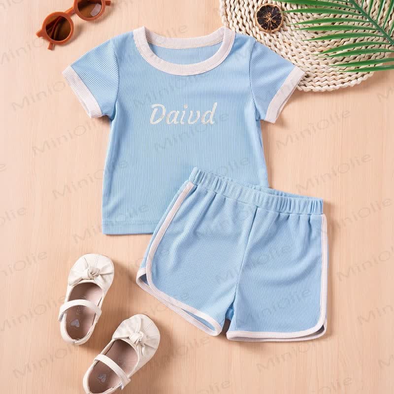 Personalized Baby Name Ribbed Tee and Shorts Set - image 6