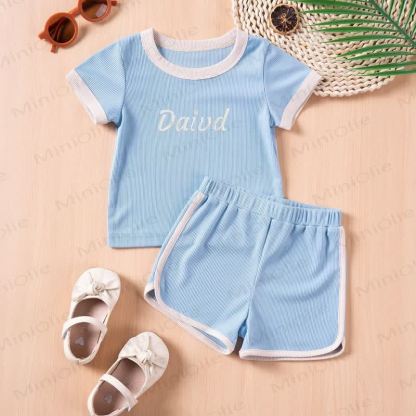 Personalized Baby Name Ribbed Tee and Shorts Set - image 6