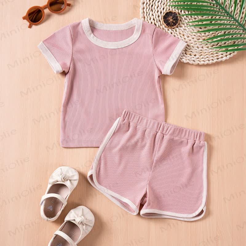 Personalized Baby Name Ribbed Tee and Shorts Set - Pink - 4-5T - image 7