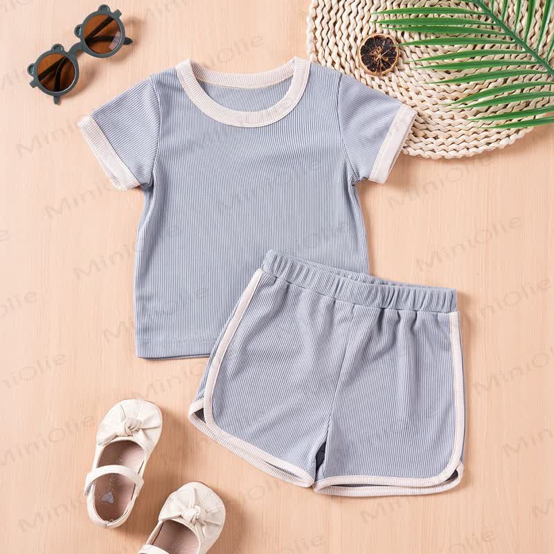 Personalized Baby Name Ribbed Tee and Shorts Set - Blue - 4-5T - image 9