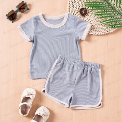 Personalized Baby Name Ribbed Tee and Shorts Set - Blue - 4-5T - image 9