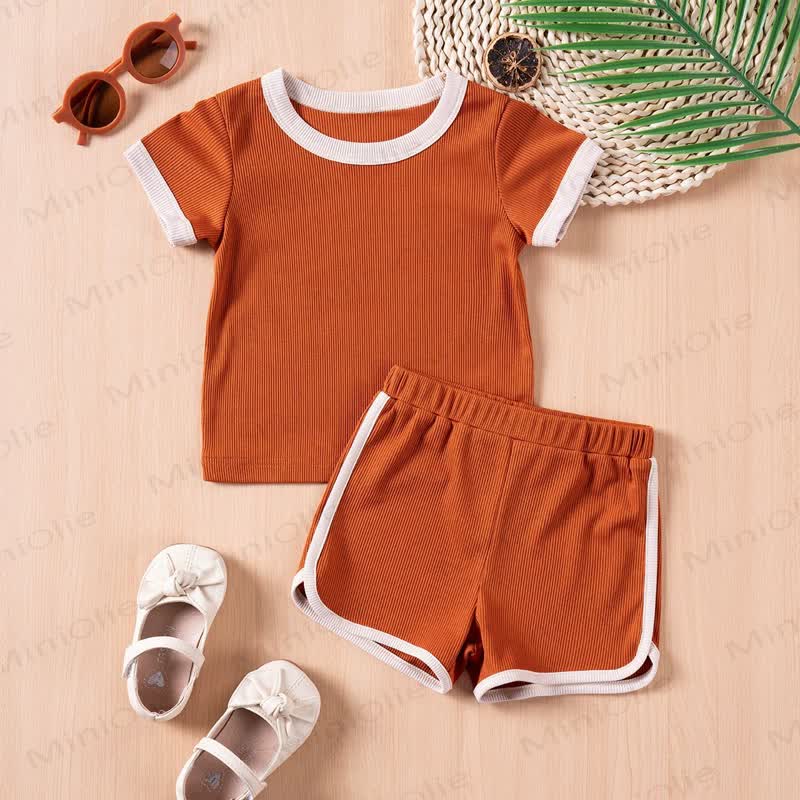 Personalized Baby Name Ribbed Tee and Shorts Set - Orange - 4-5T - image 10