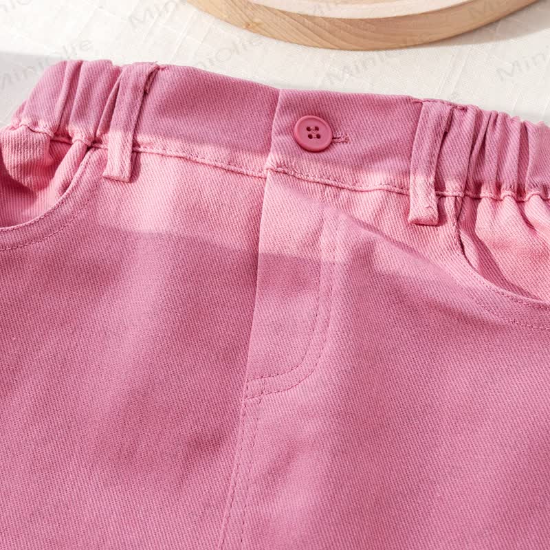 Toddler Baby Girl Pink Heart Striped Puff Sleeve Top and Skirt 2-piece Set - image 10