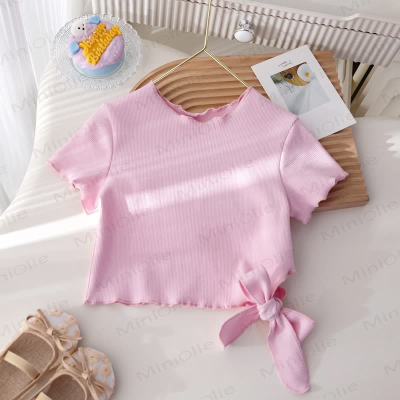 Toddler Baby Girl Pink&Beige Ribbed Top and Floral Shorts 2-piece Set - image 2