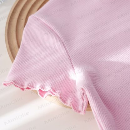 Toddler Baby Girl Pink&Beige Ribbed Top and Floral Shorts 2-piece Set - image 5
