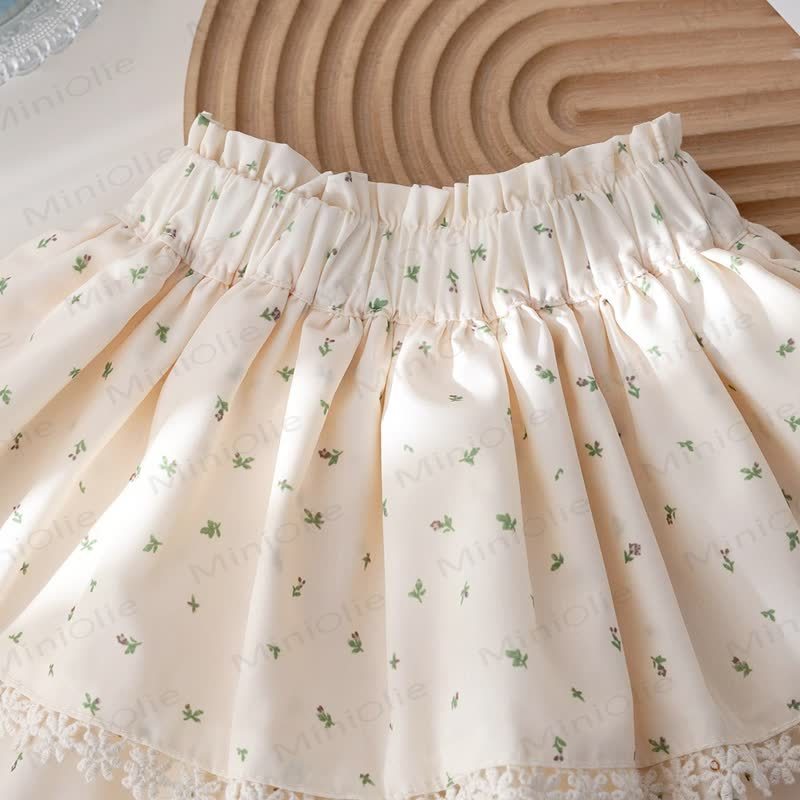 Toddler Baby Girl Pink&Beige Ribbed Top and Floral Shorts 2-piece Set - image 9