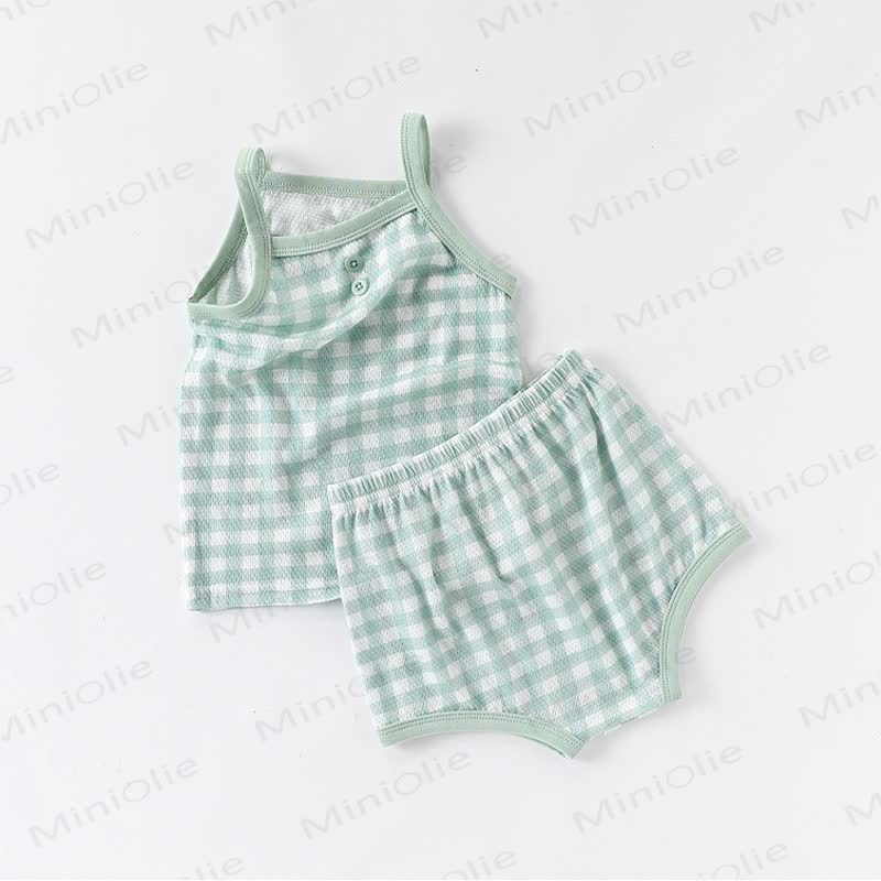 Baby Toddler Girl Gingham Cami Top and Shorts 2-piece Pyjama Set - image 6