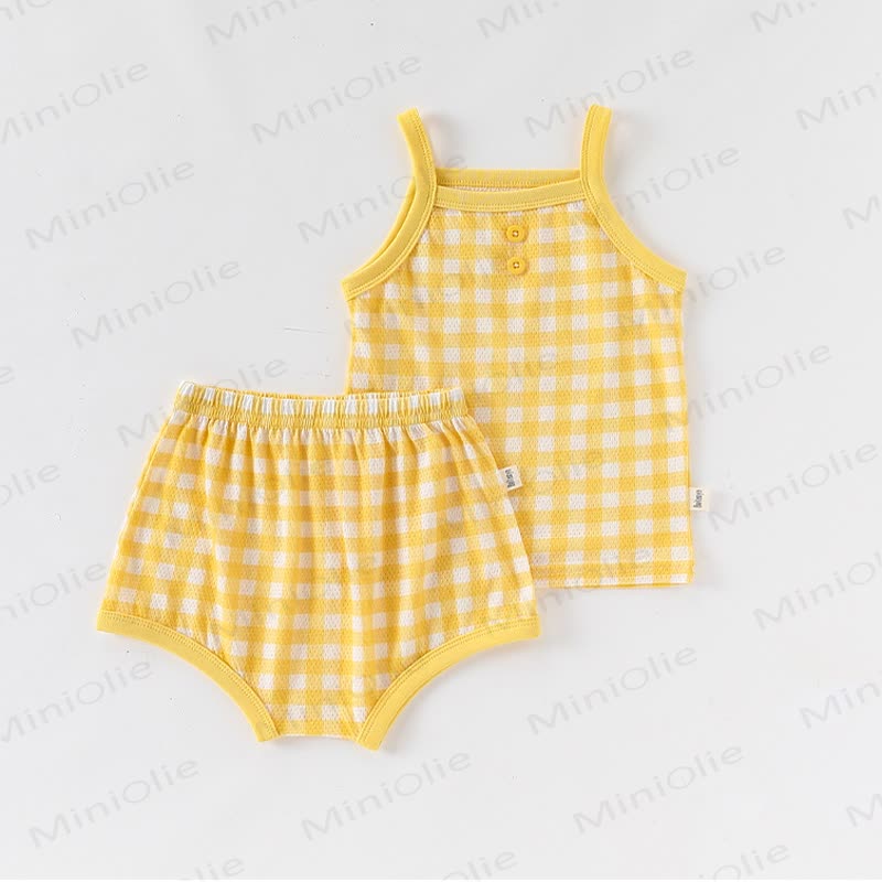 Baby Toddler Girl Gingham Cami Top and Shorts 2-piece Pyjama Set - Yellow - 2-3T - image 3